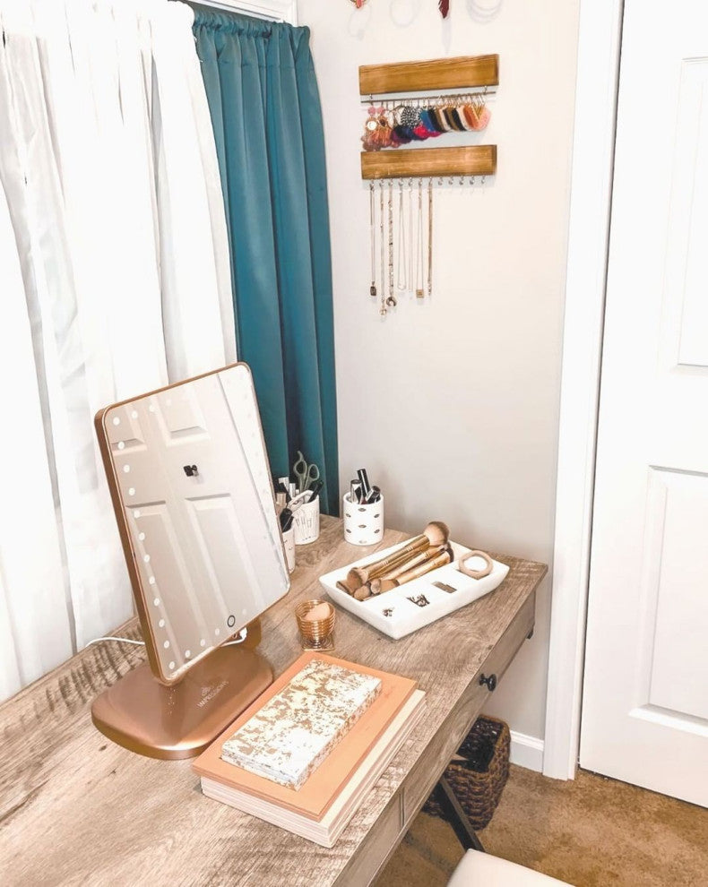 Touch Pro LED Makeup Mirror With Bluetooth Speaker and USB, Champagne Gold