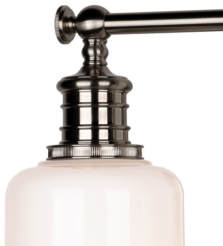 Keswick 2-Light Bath and Vanity With Opal Glossy Glass Shade, Satin Nickel