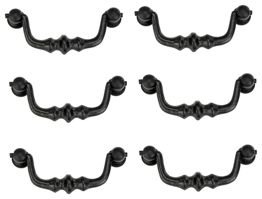 Black Wrought iron Drawer Bail Pull 4.38" L Rust Resistant Powder Coat Pack of 6