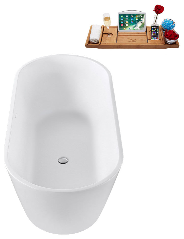 67" Streamline G-51-226-CH Freestanding Bathtub, Tray, Drain, Polished Chrome