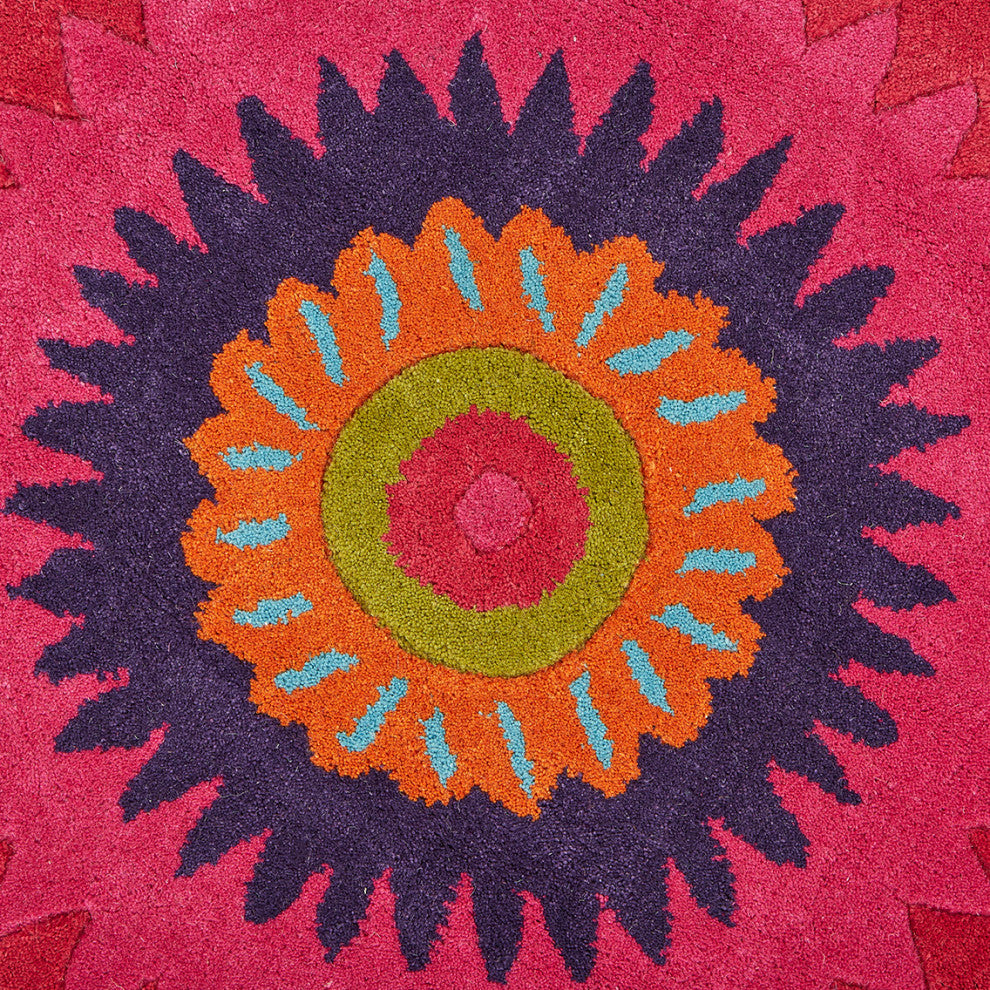 Pink Peacock Indoor Area Rug, 3' Round
