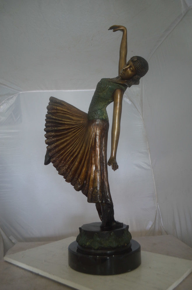 Beautiful Dancer Performing Bronze Statue -  Size: 27"L x 12"W x 48"H.