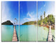 "Piers and Palm Trees on Island" Photo Metal Wall Art, 3 Panels, 36"x28"