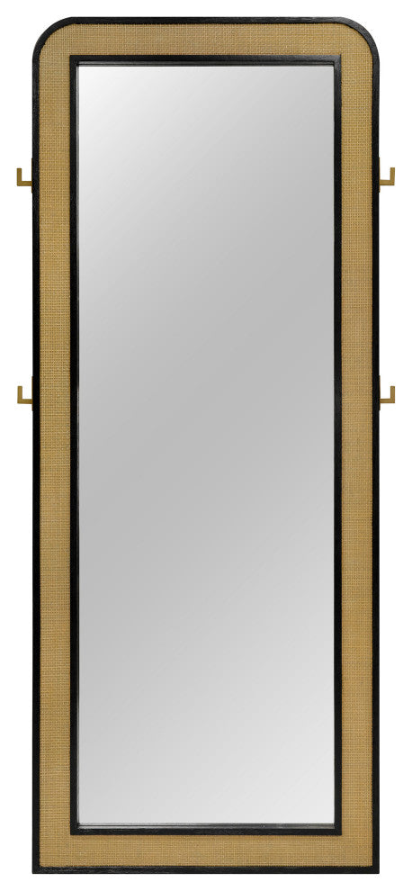 Arini Cane Weave Full Length Standing Floor Mirror Black