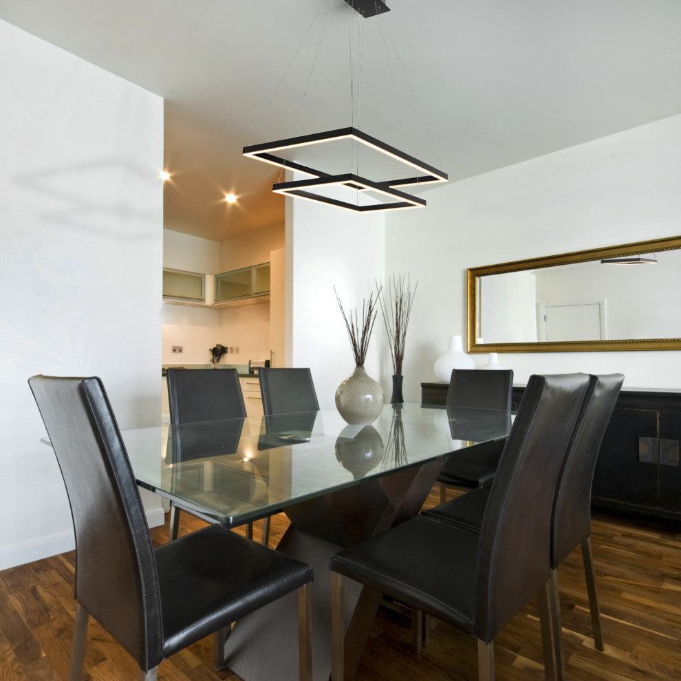 Atria Duo LED Adjustable 2-Tier Chandelier, Black