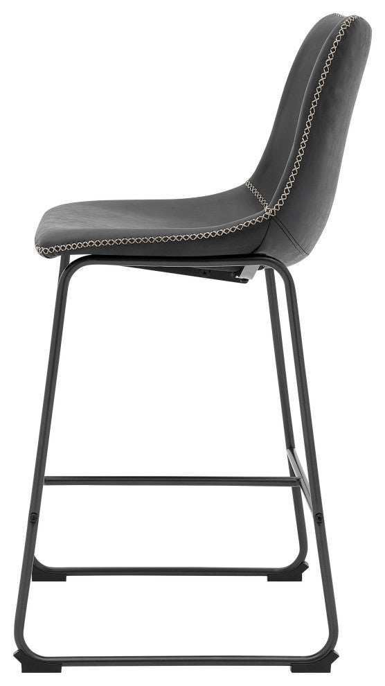 Vesta KD PU Counter Stool, Set of 2, Vintage Black