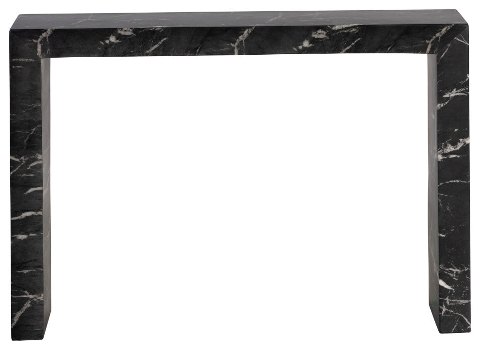 Axle Console Table, Marble Look, Black