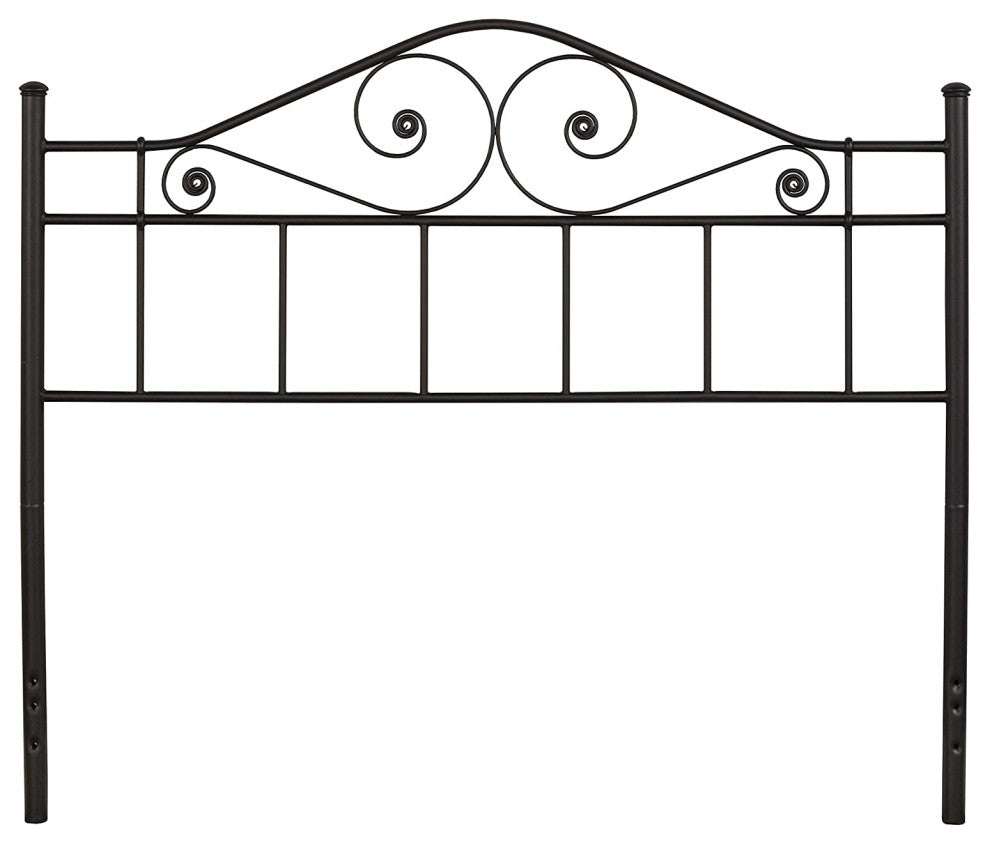 Traditional Metal Headboard, King, Textured Black