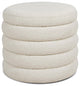 Fuji 22" Upholstered Boucle Round Storage Ottoman Ivory White