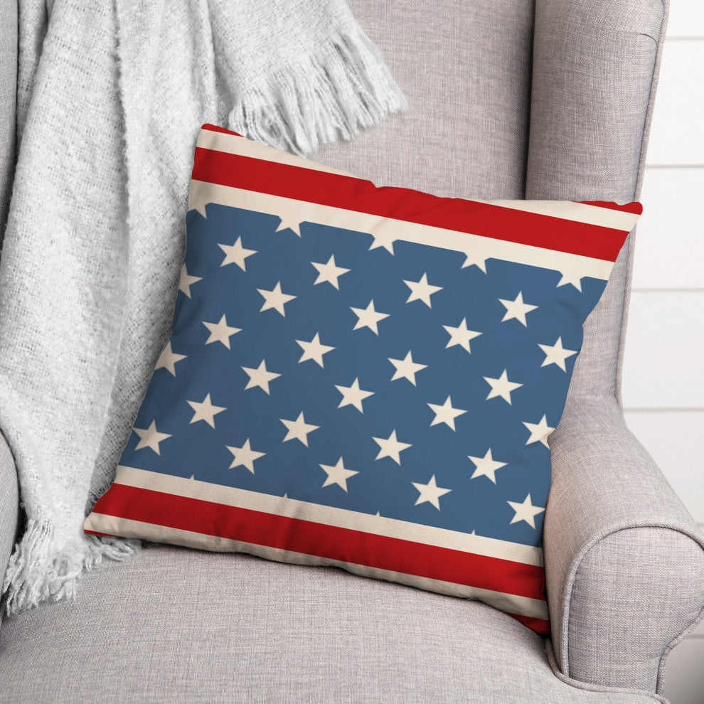 Red and Blue Stars and Stripes 18"x18" Spun Poly Pillow