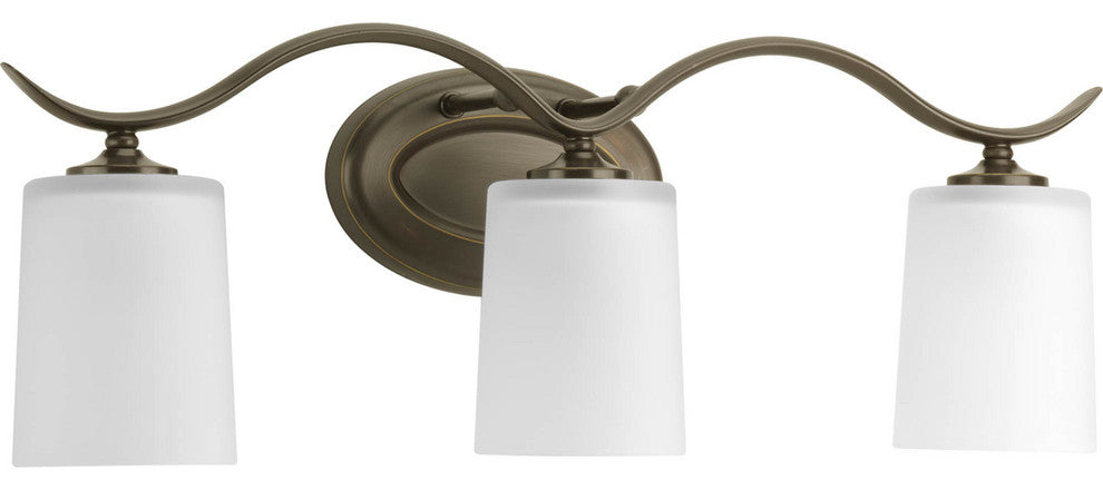 Progress Lighting Inspire 3-Light Bath Light With Etched Glass, Antique Bronze