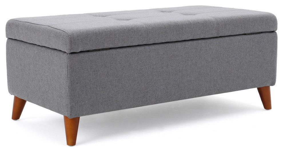 GDF Studio Katherine Tufted Fabric Storage Ottoman, Gray
