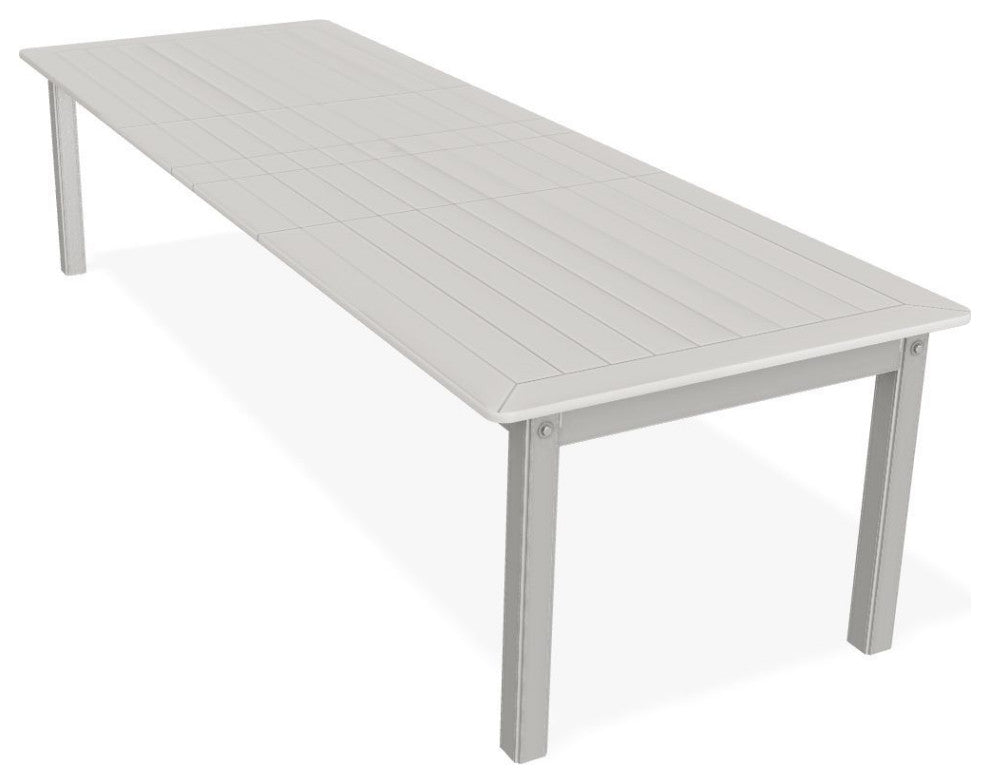 42" x 120" Extendable Outdoor Dining Table with Umbrella Hole, Snow