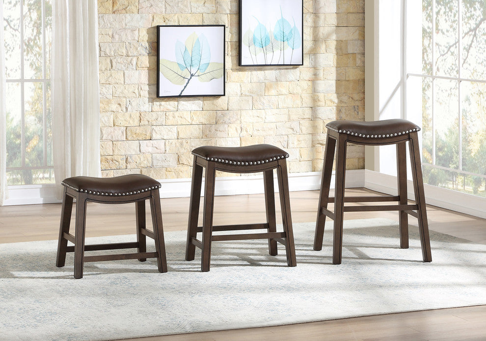 Yannis 29" Height Saddle Stool, Brown