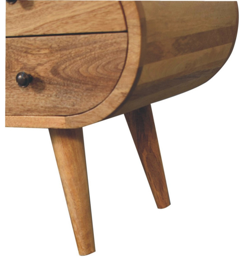 Oak-ish Circular Media Unit With 2 Open Slots