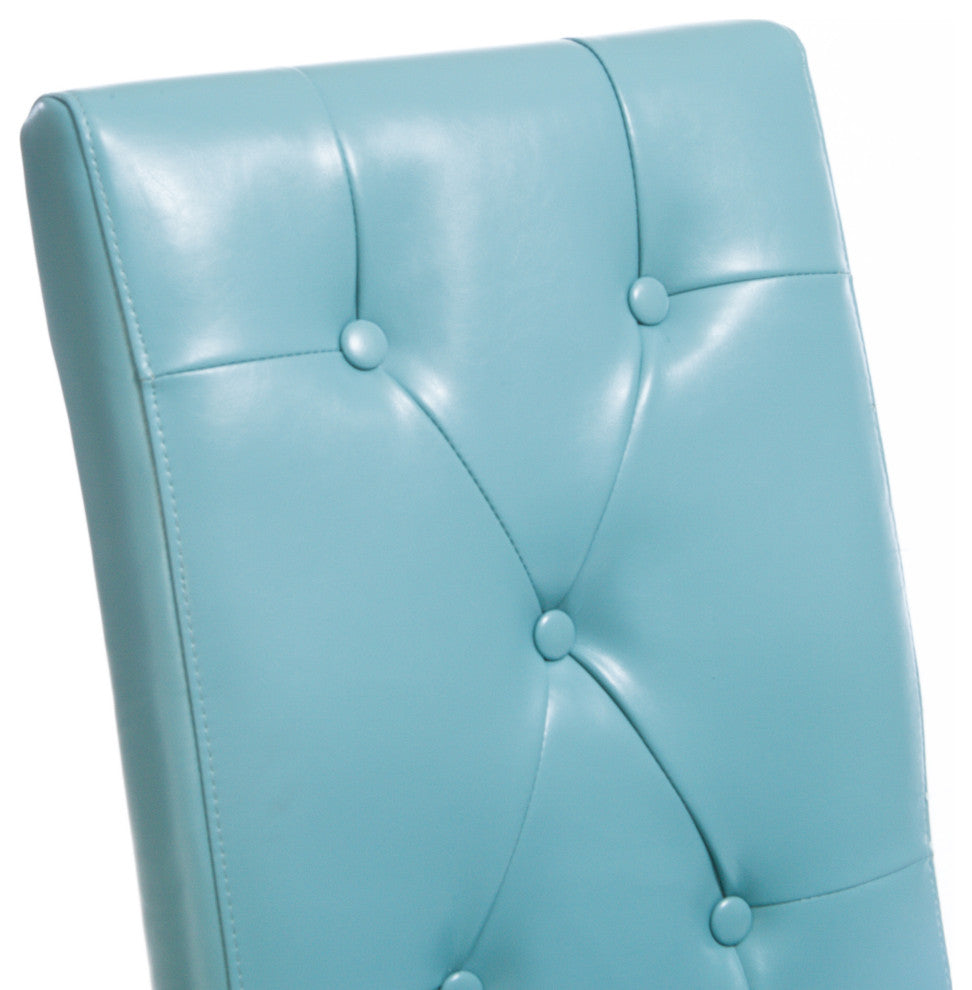 GDF Studio Alexander Leather Dining Chairs, Set of 2, Teal Blue