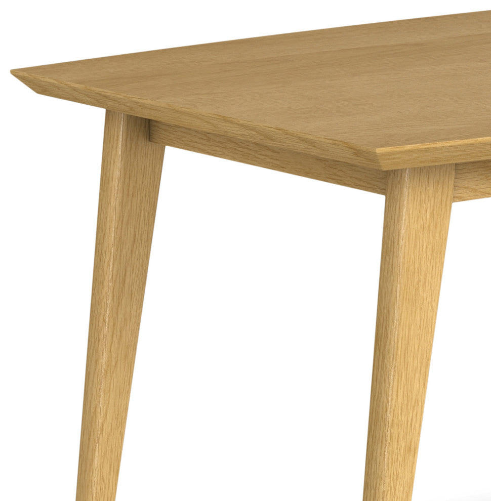 Draper Solid Wood Mid Century Rectangle Dining Table, Oak Veneer