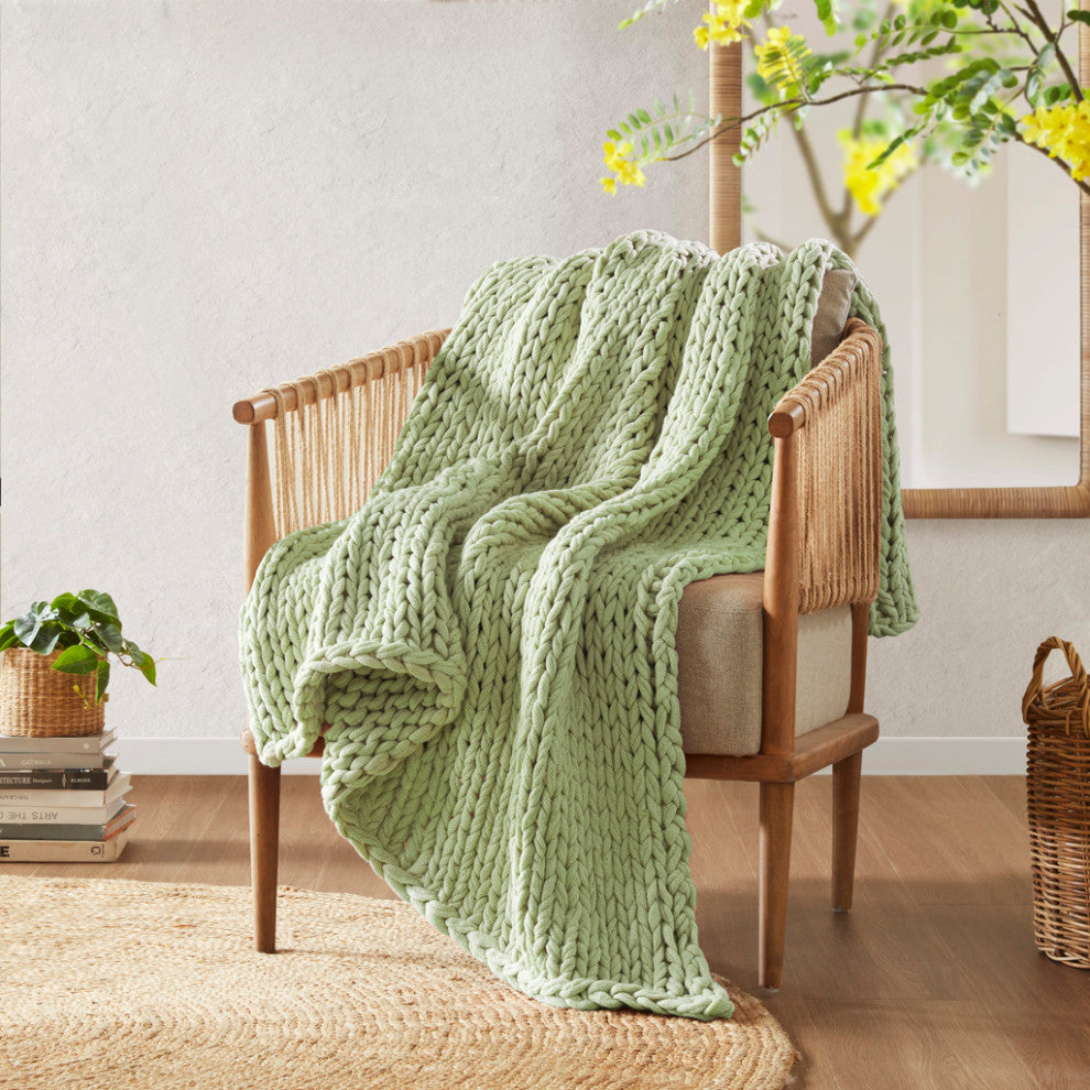 Madison Park Chunky Double Knit Hand Made Throw Blanket