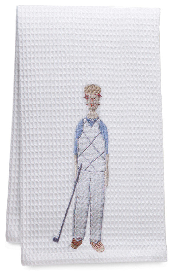 Waffle Weave Guest Towel,Hemmed Edge, Golf Man