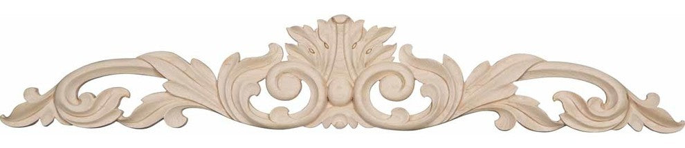 36 1/2"W x 6 1/4"H x 1"D Large Green Leaf Center with Scrolls, Alder
