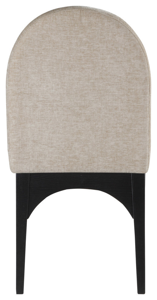 Waldorf Chenille Upholstered Dining Chair, Black, Chenille, Natural Finish, Beige, Side Chair, Chenille Fabric, Black Finish