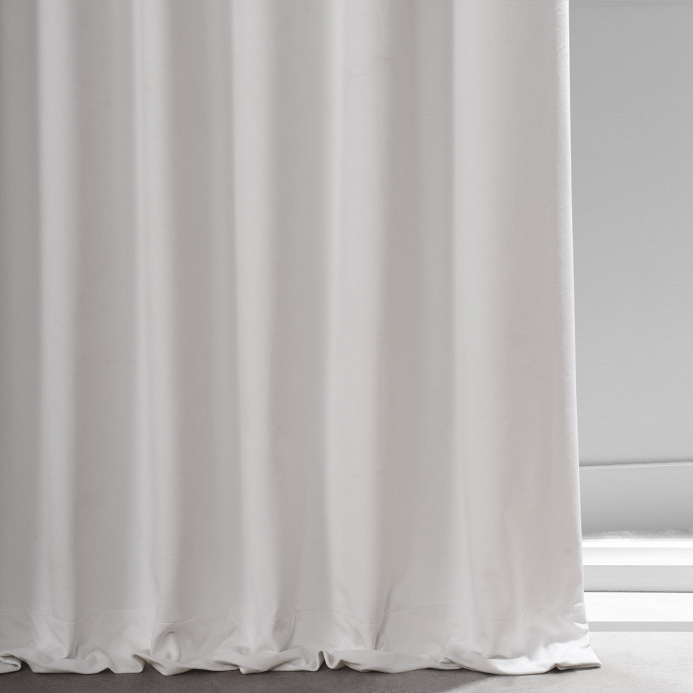 Signature Plush Velvet Blackout Curtain Single Panel, Misty White, 50"w X 84"l