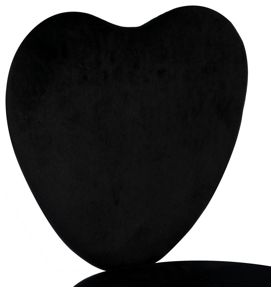 Heart 360 Degrees Vanity Chair With Adjustable Height, Black Velvet