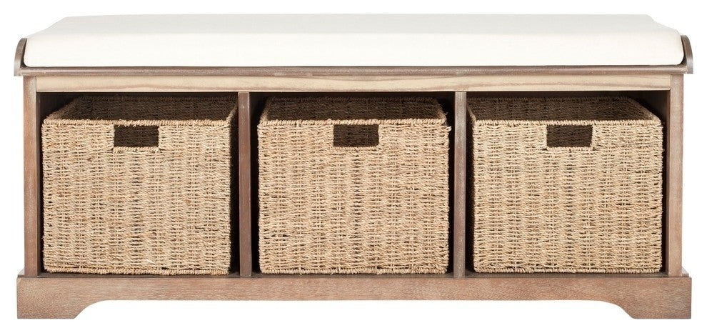 Safavieh Lonan Wicker Storage Bench, Gray Wash
