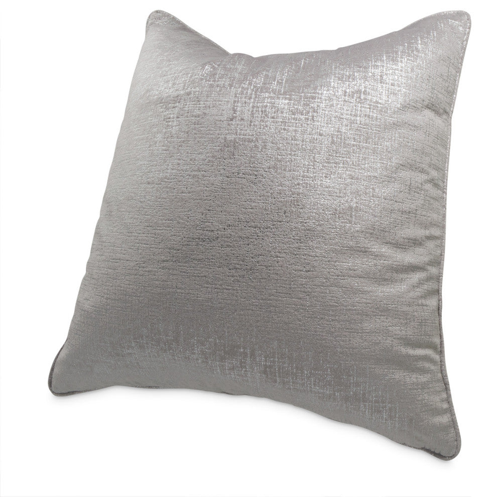 GLAMtastic Alderon 20" Velvet Accent Pillow, Set of 2, Pewter