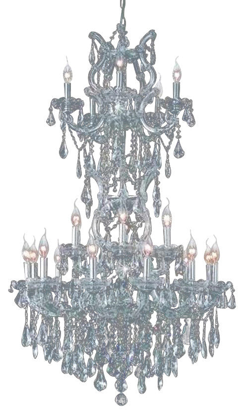 Elegant Maria Theresa Dining Room Light, Chrome Finish With Royal Cut Crystal