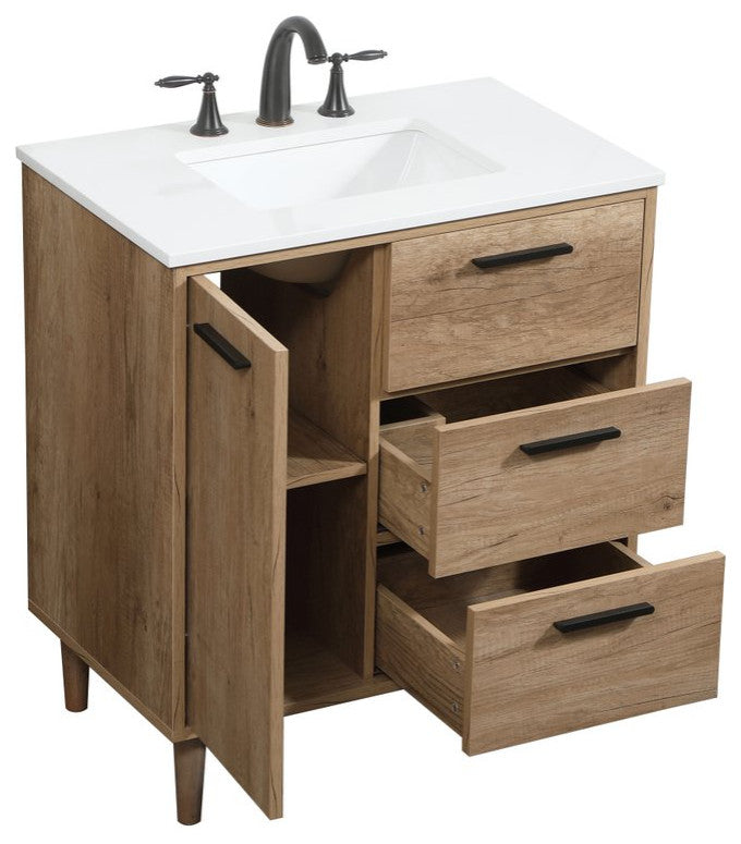 Bailey 19" Modern Natural Oak-Light Bathroom Vanity