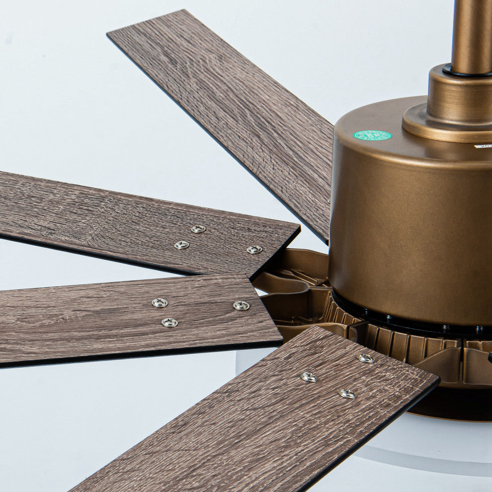 65 in Integrated LED Reversible Antique Gold Ceiling Fan With Remote Control