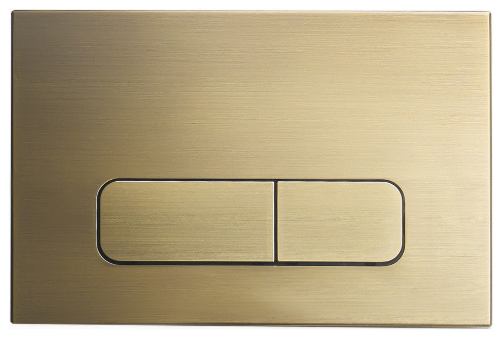 Wall Mount Dual Flush Actuator Plate with Rectangle Push Buttons in Brass