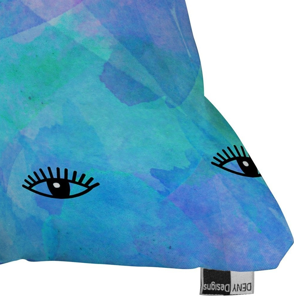 Hello Sayang Eye Blush Blue Throw Pillow, 16"x16"