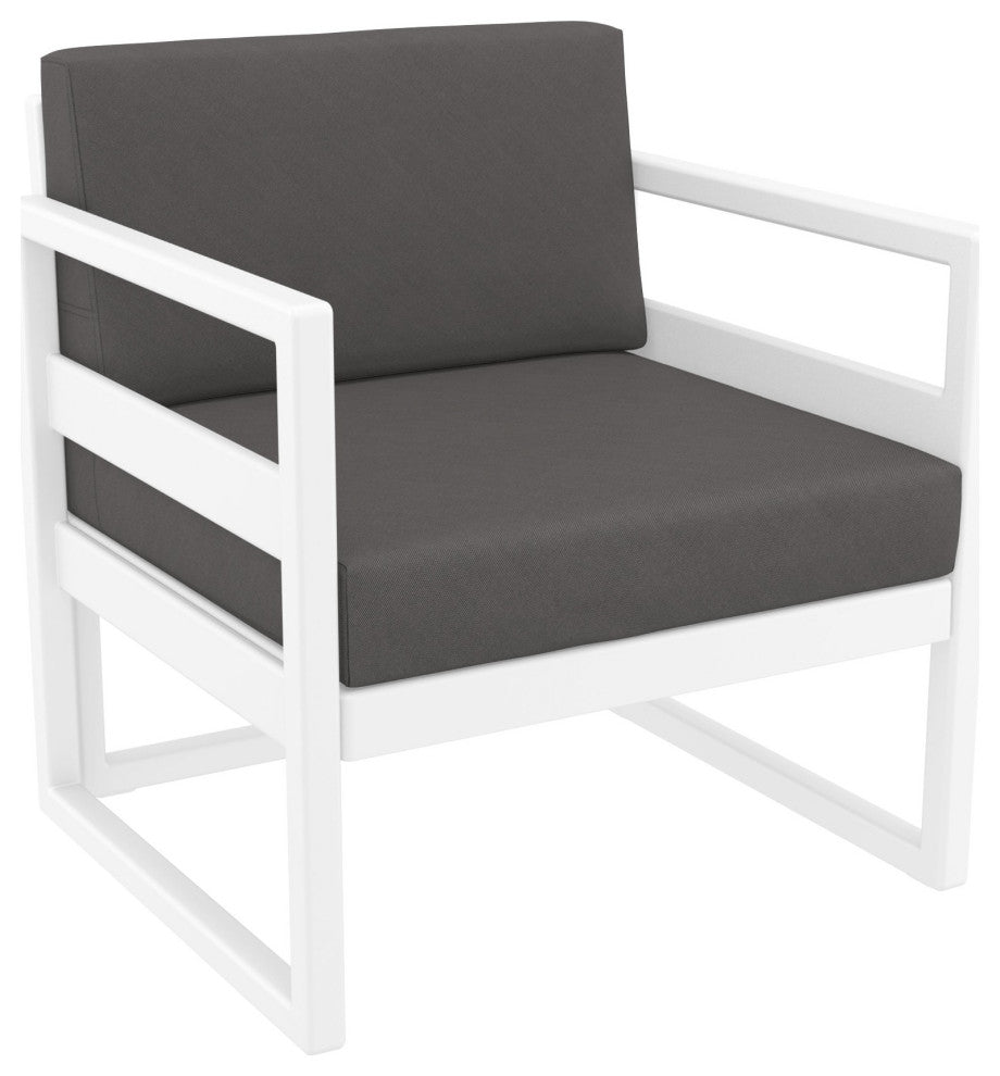 Mykonos Patio Club Chair White With Acrylic Fabric Charcoal Cushion