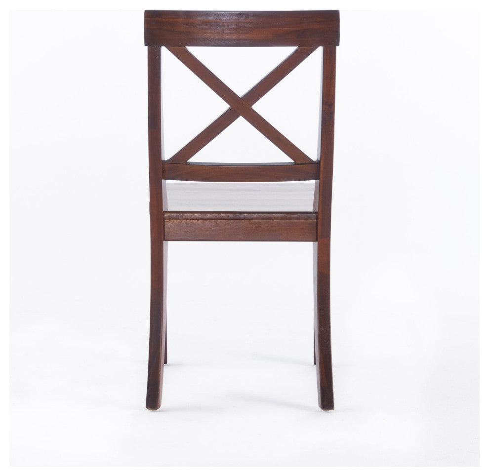 GDF Studio 7-Piece Sambora Farmhouse Dining Set With Rich Mahogany Chairs, Natural Walnut