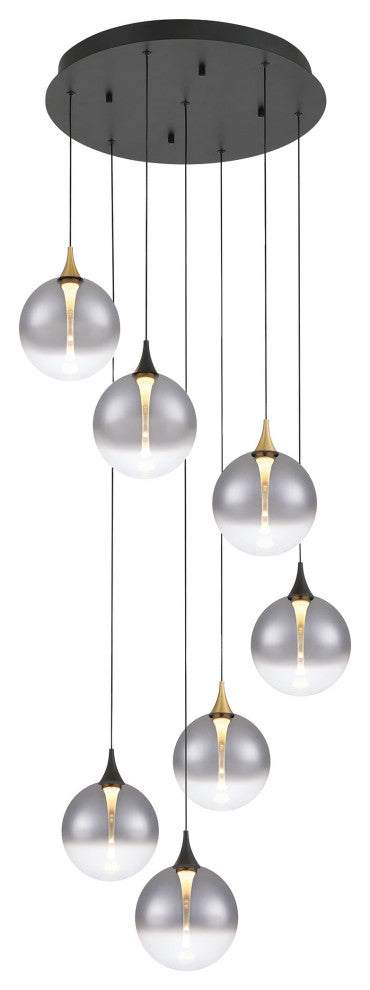 Iissa 7L 21" Gold-Black Smoke Chandelier