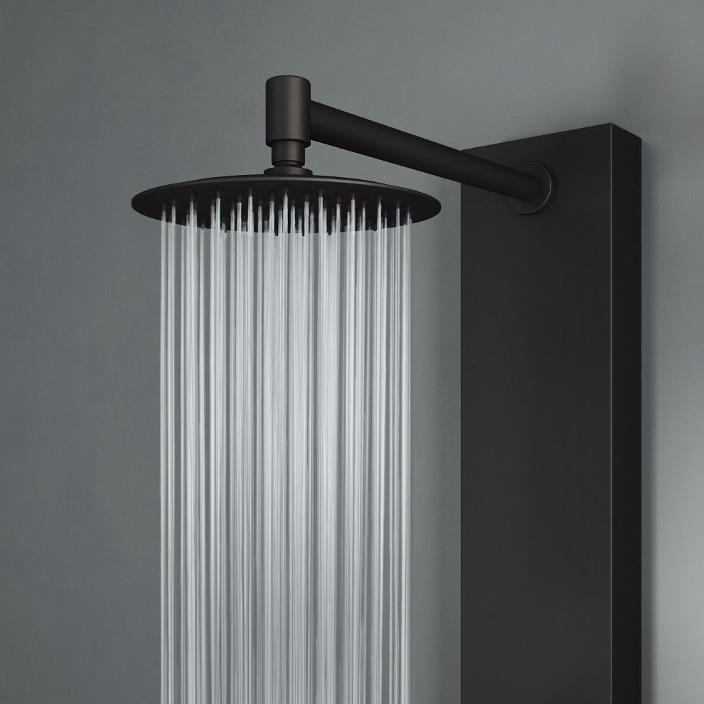 Ellington 59" H x 6" W 4-Jet Shower Panel with Round Shower Head, Matte Black