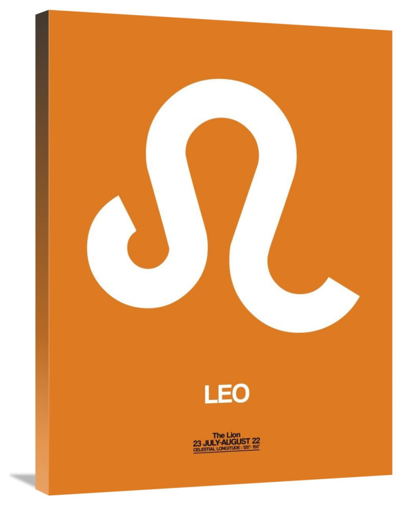 "Leo Zodiac Sign White on Orange" Fine Art Print