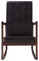 Raina Rocking Chair, Dark Brown PU and Espresso Finish