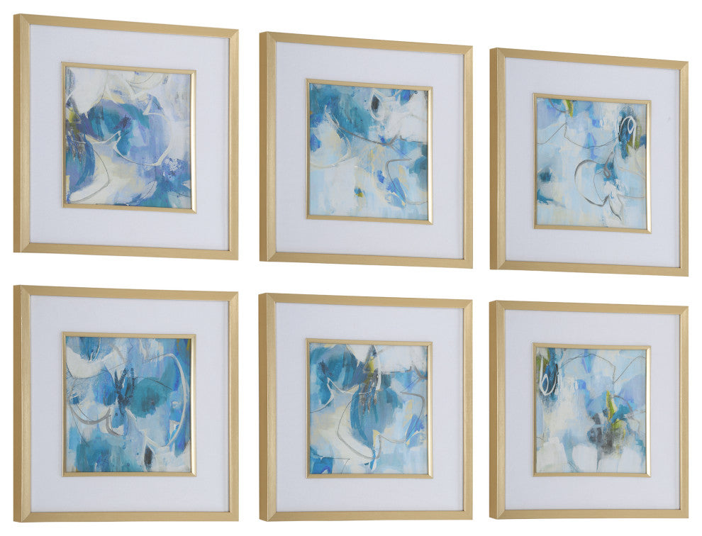 Uttermost Fresh Start Blue Abstract Prints, Set of 6