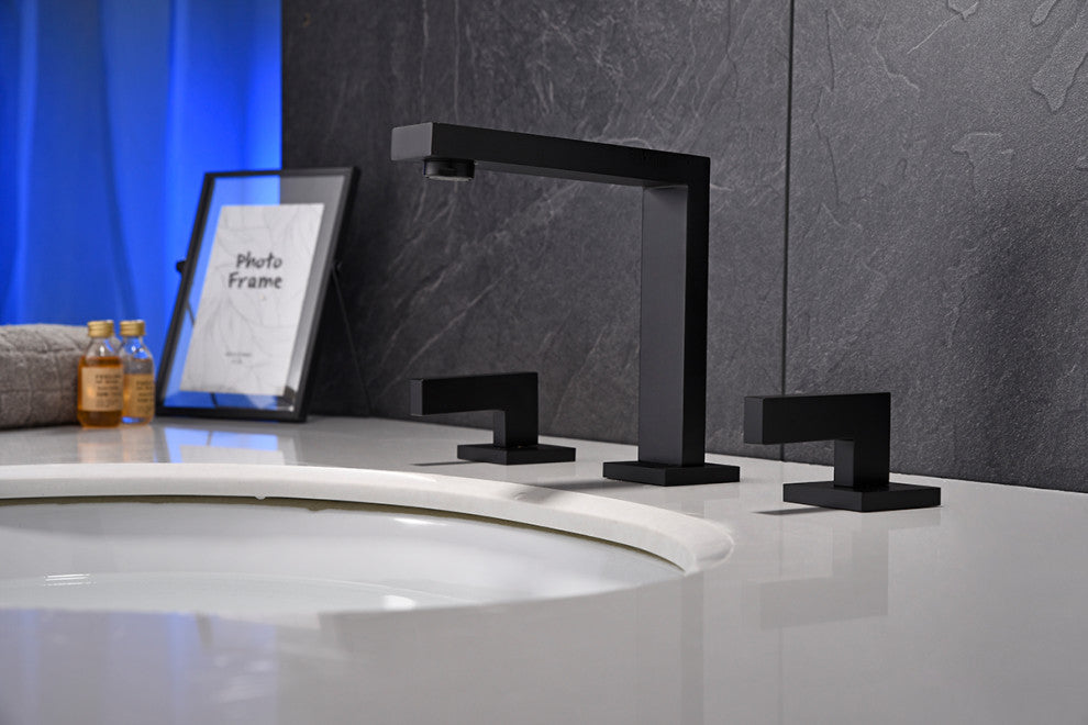 Rbrohant Matte Black Widespread Deck Mount Bathroom Faucet