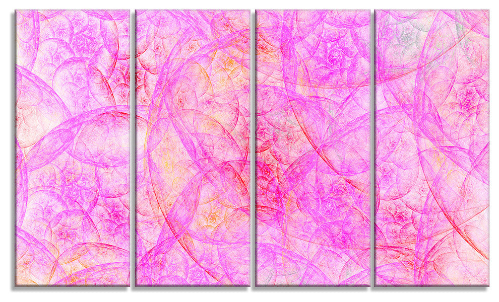 Rose Fractal Dramatic Clouds, Abstract Canvas Art Print, 48"x28", 4 Panels