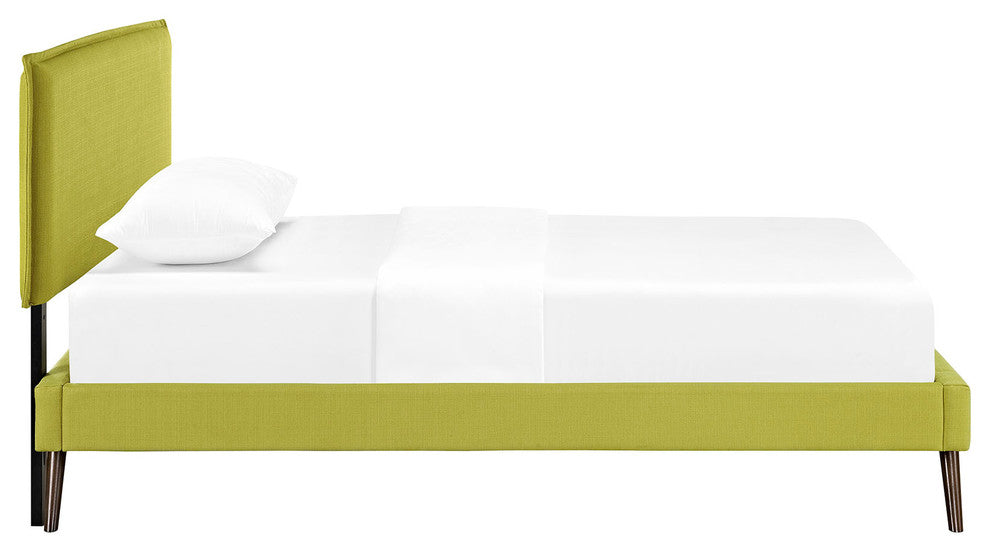 Modway Camille Twin Fabric Platform Bed With Round Splayed Legs, Wheatgrass