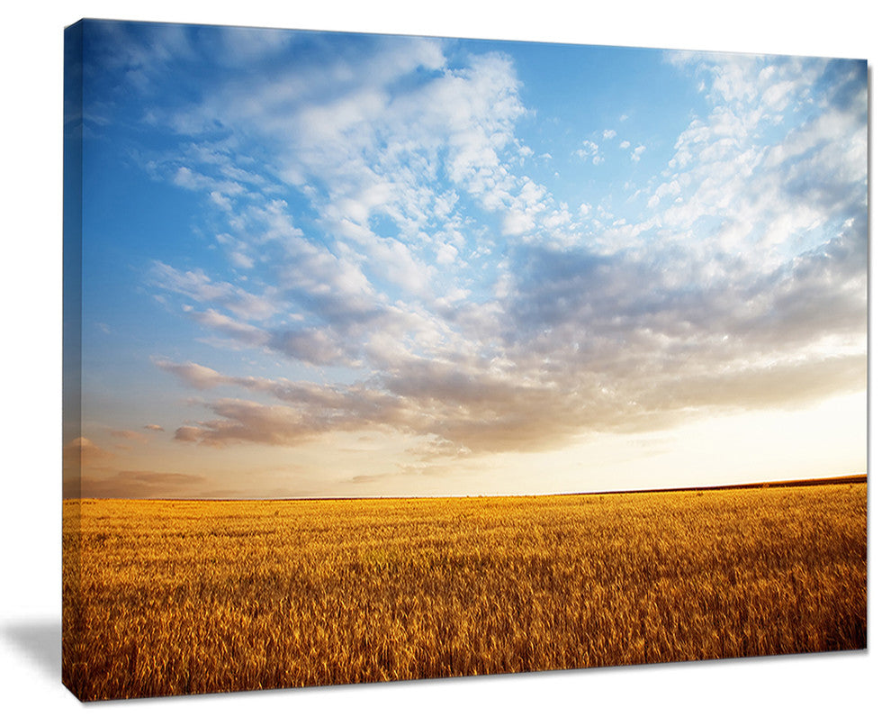"Wheat Field Under Summer Sky" Extra Large Wall Art Landscape, 20"x12"