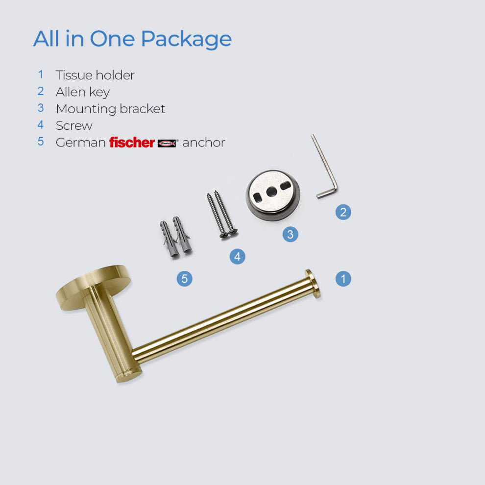 Circular Bathroom Tissue Holder KBA1402, Brush Gold