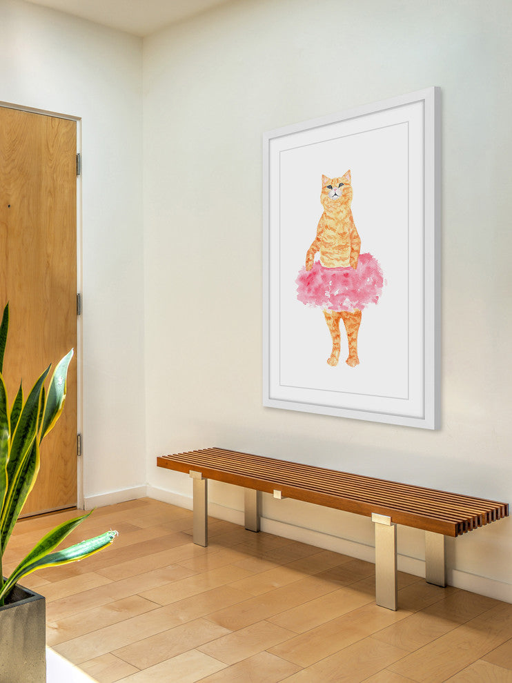 Marmont Hill, "Ballerina Cat" by Thimble Sparrow Framed Painting Print, 30x45