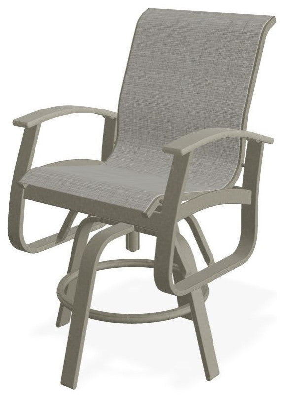 Belle Isle Sling Balcony Height Outdoor Swivel Chair, Deacon/Storm