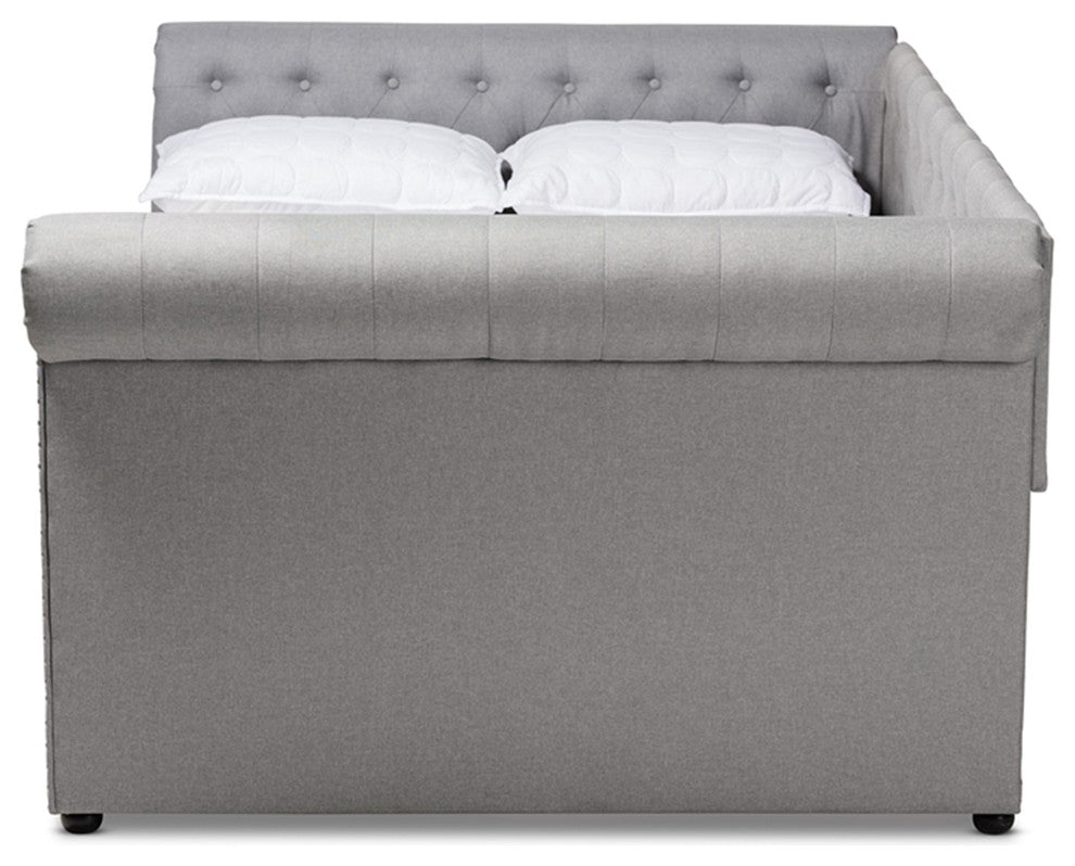 Gray Fabric Upholstered Queen Size Daybed