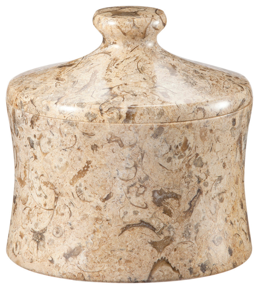Vinca Collection Fossil Stone 4" x 4" Cannister